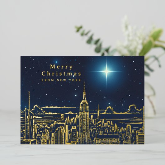 Vrolijk Kerstster Foto Folie Vakantie Kaart (Staand Voorkant)