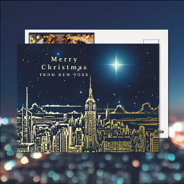 Vrolijk Kerstster Foto Folie Vakantie Post Kaart