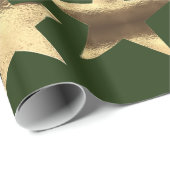 Vrolijk kerststerren Green Gold Elegant Script Cadeaupapier (Rol Hoek)