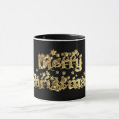 Vrolijk kerststerren Typografie Black en Gold Mok (Midden)