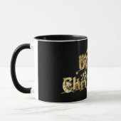 Vrolijk kerststerren Typografie Black en Gold Mok (Links)