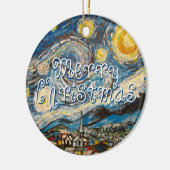 Vrolijk kerstSterrennacht Vincent Van Gogh Keramisch Ornament (Links)