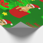 Vrolijk kerststokstaartje Santa Grappig Cadeaupapier (Hoek)