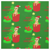 Vrolijk kerststokstaartje Santa Grappig Stof (Swatch)