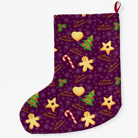 Vrolijk kerststopzetten grote kerstsok (Achterkant)