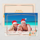 Vrolijk kerststrand met ananas en bloemen feestdagenkaart (Voorkant / Achterkant)