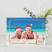 Vrolijk kerststrand met ananas en bloemen feestdagenkaart (Staand voorkant)