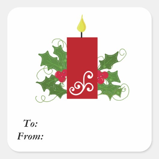 Vrolijk kerststuk met hulst vierkante sticker (Voorkant)