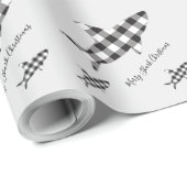 Vrolijk kerststuk zwart-witte buffelplaat cadeaupapier (Rol Hoek)