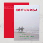 Vrolijk kerstsurfen Paar Foto Holiday Kaart (Voorkant / Achterkant)