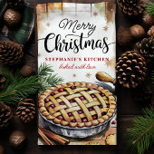 Vrolijk kersttaartbakken gepersonaliseerd theedoek