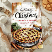 Vrolijk kersttaartbakken gepersonaliseerd theedoek