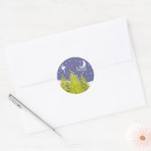 Vrolijk kersttaartje Moon en Stars Ronde Sticker (Envelop)