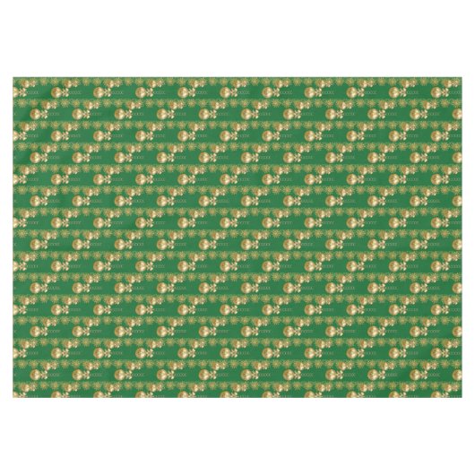 Vrolijk kersttafelkleed, gouden ballen groen tafelkleed (Voorkant (Horizontaal))