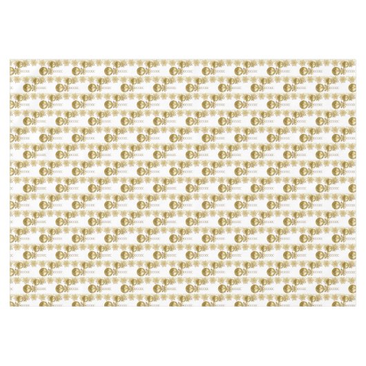 Vrolijk kersttafelkleed, gouden ballen tafelkleed (Voorkant (Horizontaal))