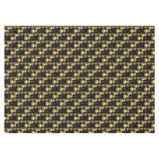 Vrolijk kersttafelkleed, gouden ballen zwart tafelkleed (Voorkant (Horizontaal))