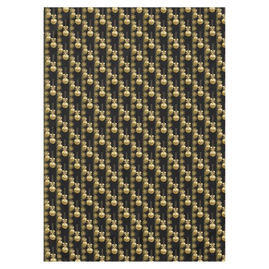 Vrolijk kersttafelkleed, gouden ballen zwart tafelkleed (Voorkant)
