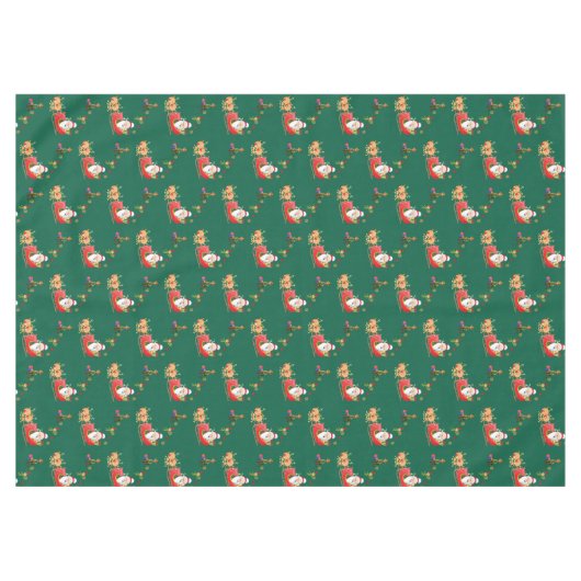 Vrolijk kersttafelkleed, groene Santa Elf Tafelkleed (Voorkant (Horizontaal))