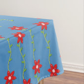 Vrolijk kersttafelkleed, Poinsettia Blue Floral Tafelkleed (Voorbeeld)