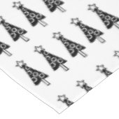 Vrolijk kersttafelkleed, zwarte bomen wit tafelkleed (Gekanteld)