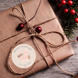 Vrolijk kersttasje met Cadeaus Ronde Sticker