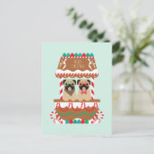 Vrolijk kersttasje Vakantie Stand Honden Briefkaart (Staand voorkant)