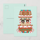 Vrolijk kersttasje Vakantie Stand Honden Briefkaart (Voorkant / Achterkant)