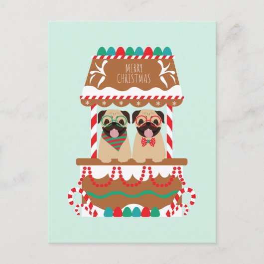 Vrolijk kersttasje Vakantie Stand Honden Briefkaart (Voorkant)