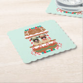 Vrolijk kersttasje Vakantie Stand Honden Kartonnen Onderzetters (Gebogen)