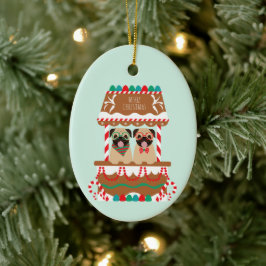 Vrolijk kersttasje Vakantie Stand Honden Keramisch Ornament