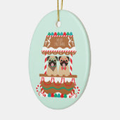 Vrolijk kersttasje Vakantie Stand Honden Keramisch Ornament (Links)