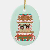 Vrolijk kersttasje Vakantie Stand Honden Keramisch Ornament (Voorkant)