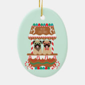 Vrolijk kersttasje Vakantie Stand Honden Keramisch Ornament (Achterkant)