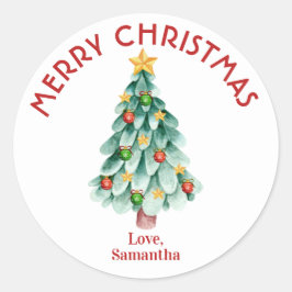 Vrolijk kerstteken, kerstboom ronde sticker