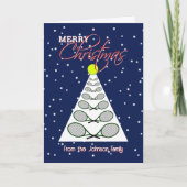 Vrolijk Kersttennis aangepaste tekst Vakantie Kaar Feestdagen Kaart (Voorkant)