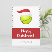 Vrolijk kersttennis Ball en Santa Hat Snowflake Feestdagenkaart (Staand voorkant)