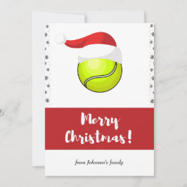 Vrolijk kersttennis Ball en Santa Hat Snowflake Feestdagenkaart