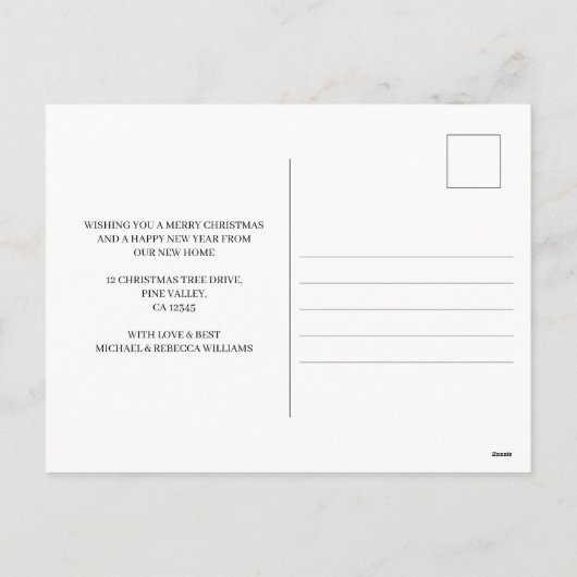 Vrolijk kersttentje en Holly Tree Moving Feestdagenkaart (Achterkant)