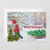 Vrolijk kersttentje met feestdag briefkaart (Voorkant / Achterkant)