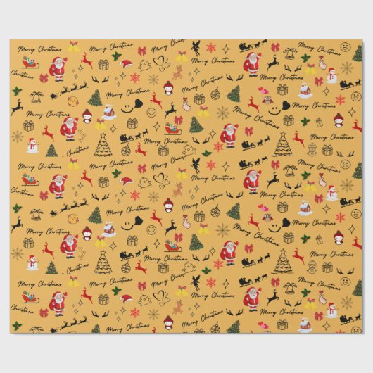Vrolijk kerstthema inpakpapier (Vlak)