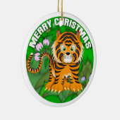 Vrolijk kersttijger keramisch ornament (Rechts)
