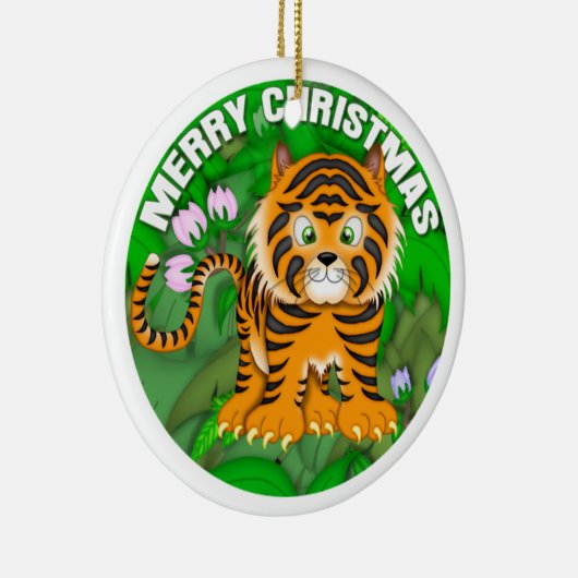 Vrolijk kersttijger keramisch ornament (Rechts)