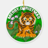 Vrolijk kersttijger keramisch ornament (Achterkant)