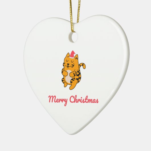 Vrolijk kersttijger keramisch ornament (Links)