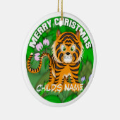 Vrolijk kersttijger keramisch ornament (Rechts)