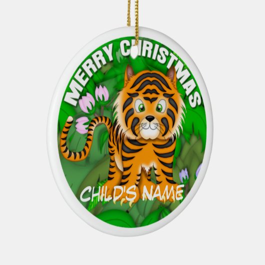 Vrolijk kersttijger keramisch ornament (Rechts)