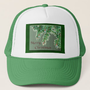 Vrolijk kersttiny Evergreen Cones Trucker Pet