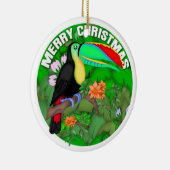 Vrolijk kersttoucan keramisch ornament (Rechts)