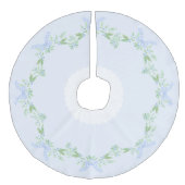 Vrolijk kersttrellis en swag met blauwe boog imitatie linnen kerstboom kleed (Voorkant)