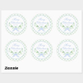 Vrolijk kersttrellis en swag met blauwe boog ronde sticker (Vel)